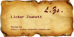 Licker Zsanett névjegykártya